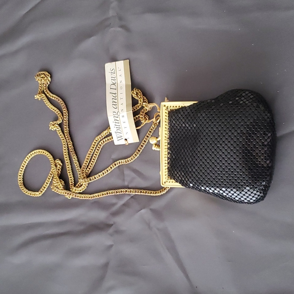 Whiting and Davis vintage black tiny evening purse